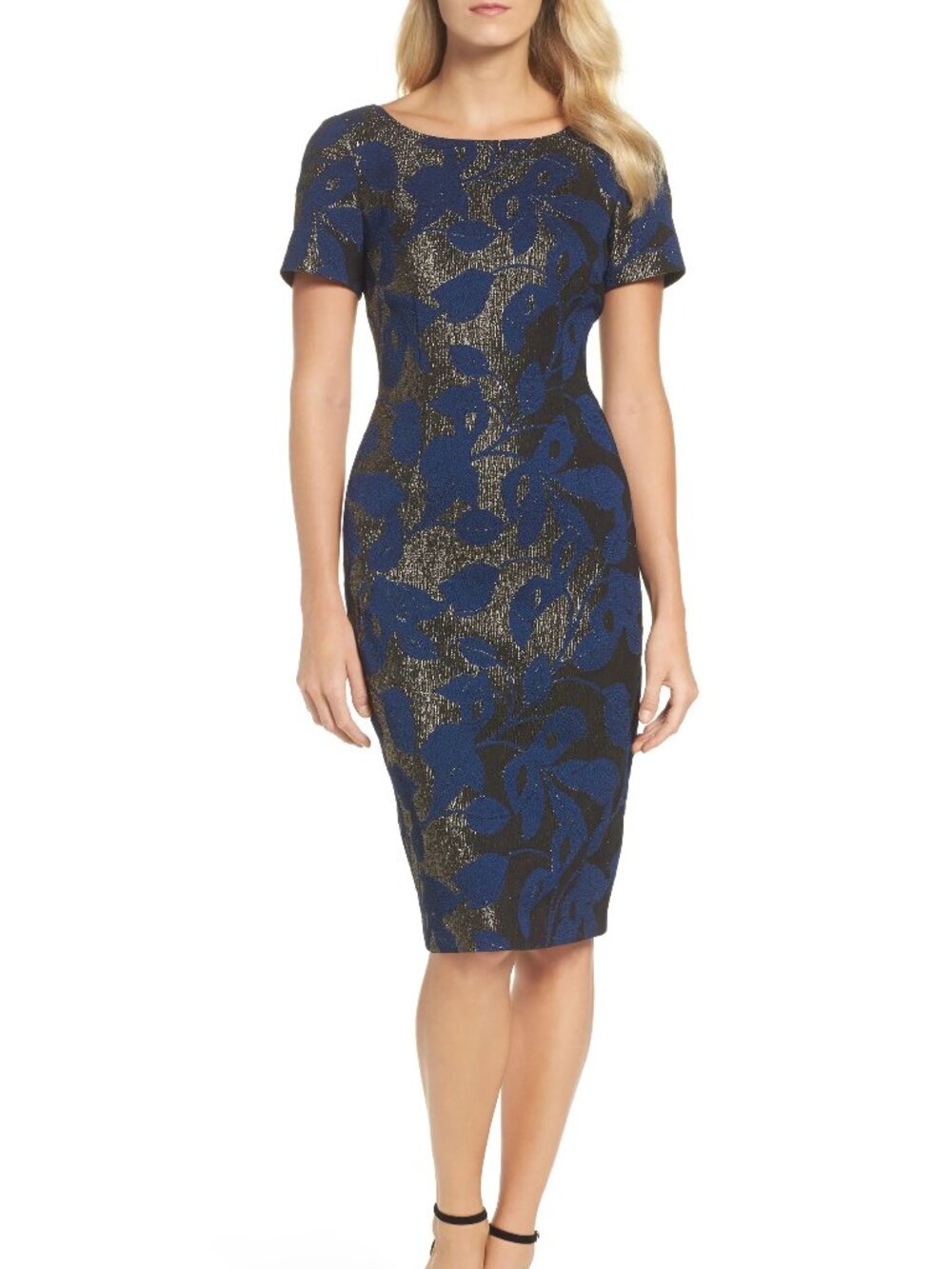 Metallic Jacquard Sheath Dress